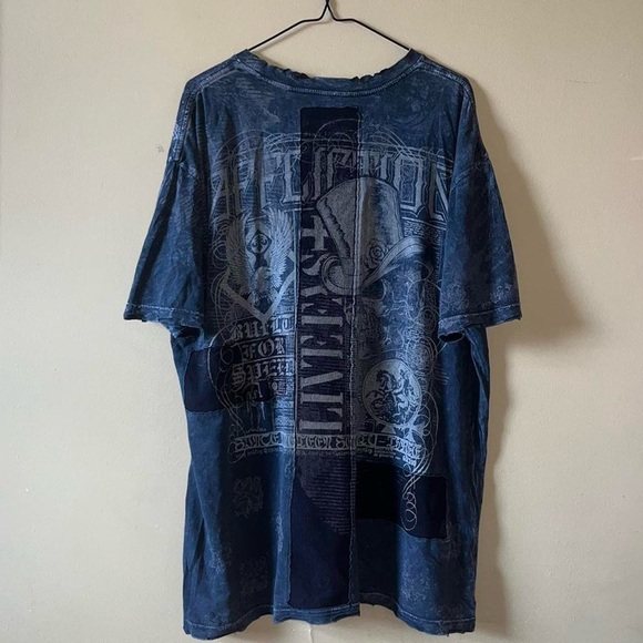 Y2K Distressed Affliction Cyber Mall Goth Studded Heavy Tee - Picture 2 of 8